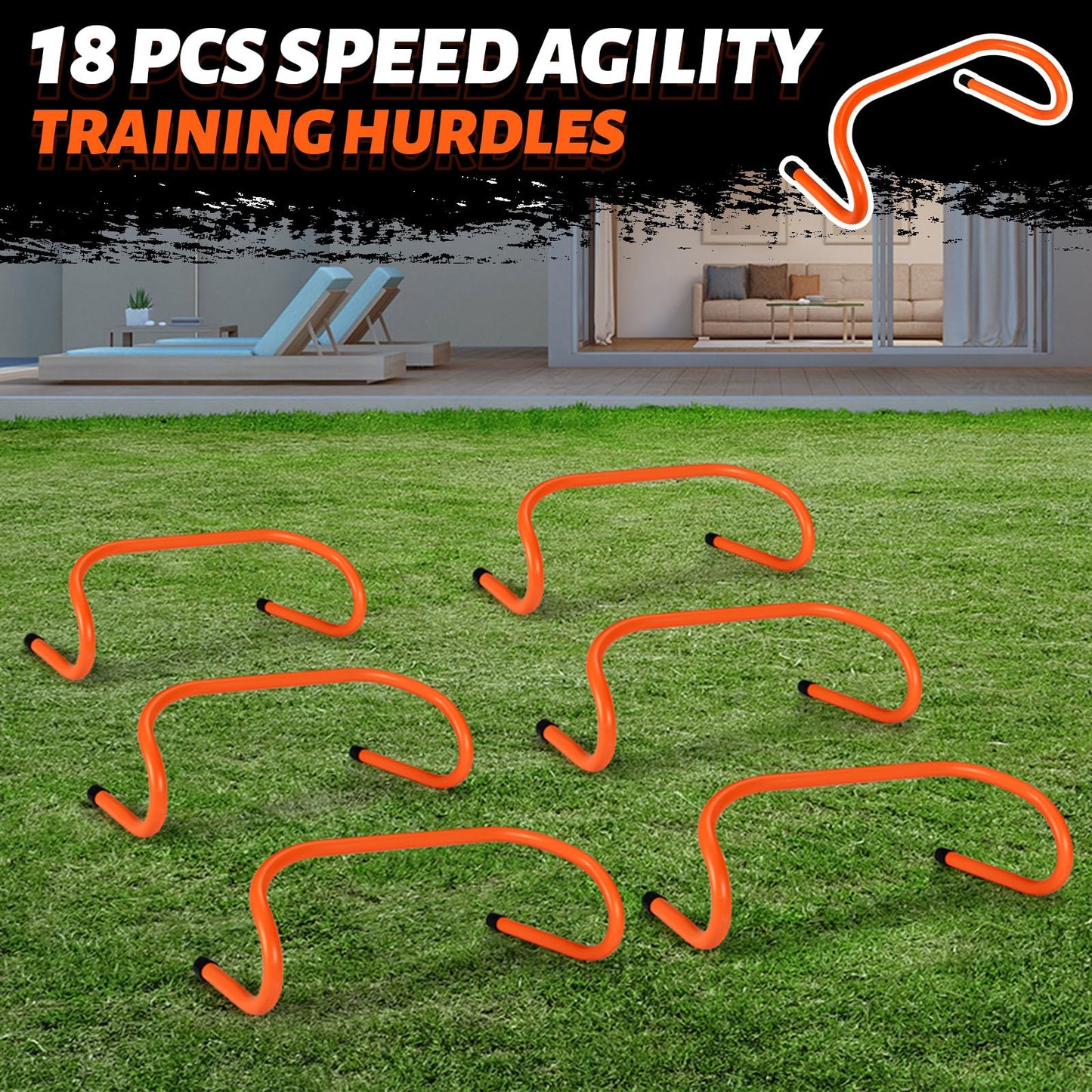 Wettarn 18 Pcs 6" Speed Training Hurdles Durable Agility Training Hurdle Agility Plyometric and All Purpose Equipment for Athletes, Soccer, Basketball(Orange)