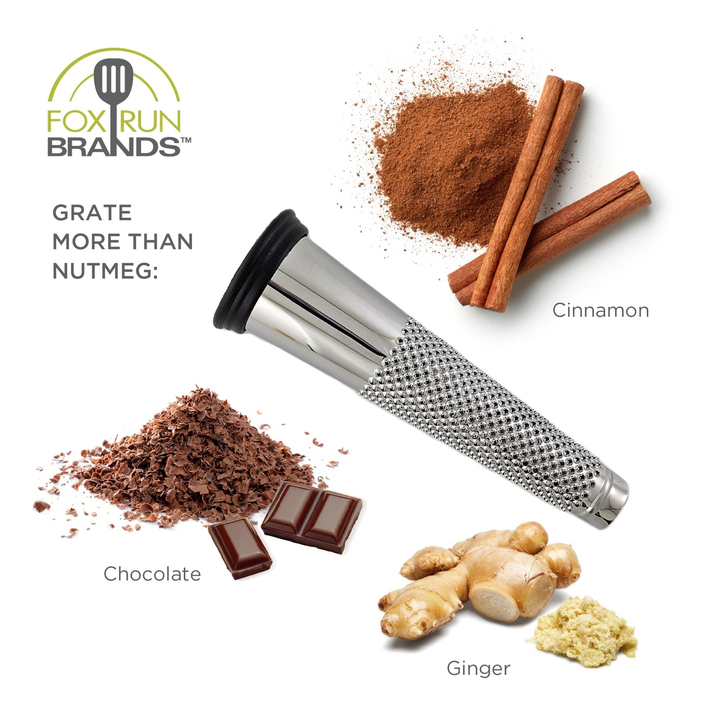 Fox Run Stainless Steel Cone Nutmeg Grater, 6" With Storage