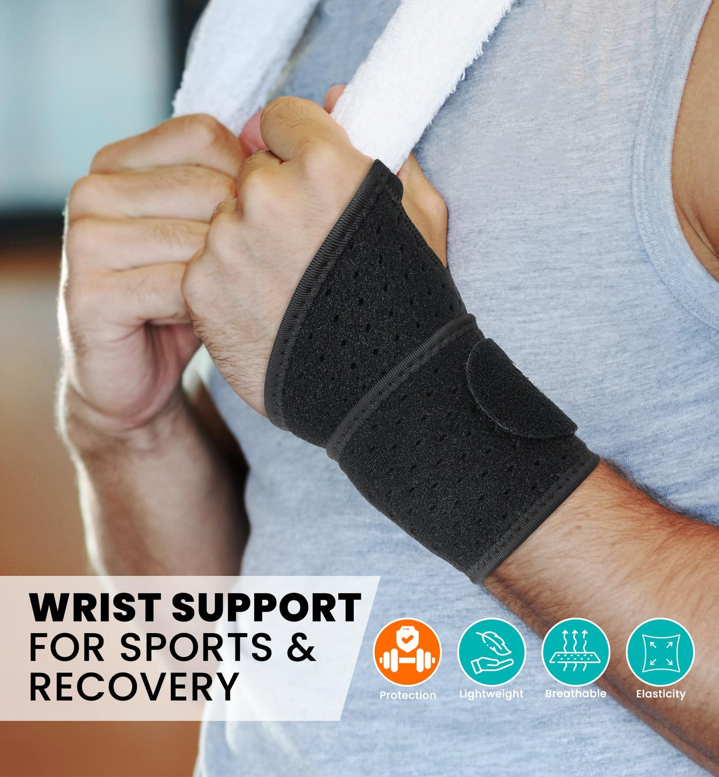 HiRui Wrist Wraps 2-Pack, Adjustable Breathable Wrist Support Brace for Men & Women – Pain Relief for Carpal Tunnel Syndrome, Tendonitis, Arthritis, Sports, Workouts – Fits Left & Right Hand (Black)