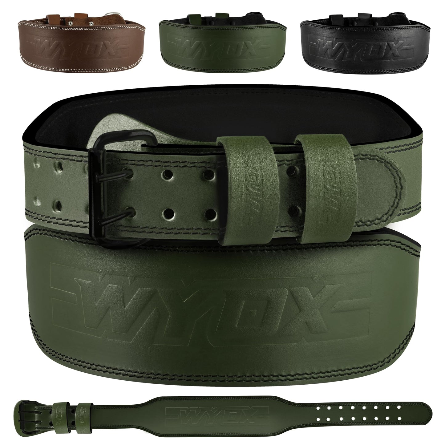WYOX Weight Lifting Belt for Gym Fitness – Cowhide Leather, 4” Padded Lumbar Back Support lifting Belt, 8 Adjustable Holes, Ideal for Powerlifting, Bodybuilding, Deadlift, Squat & Strength Training