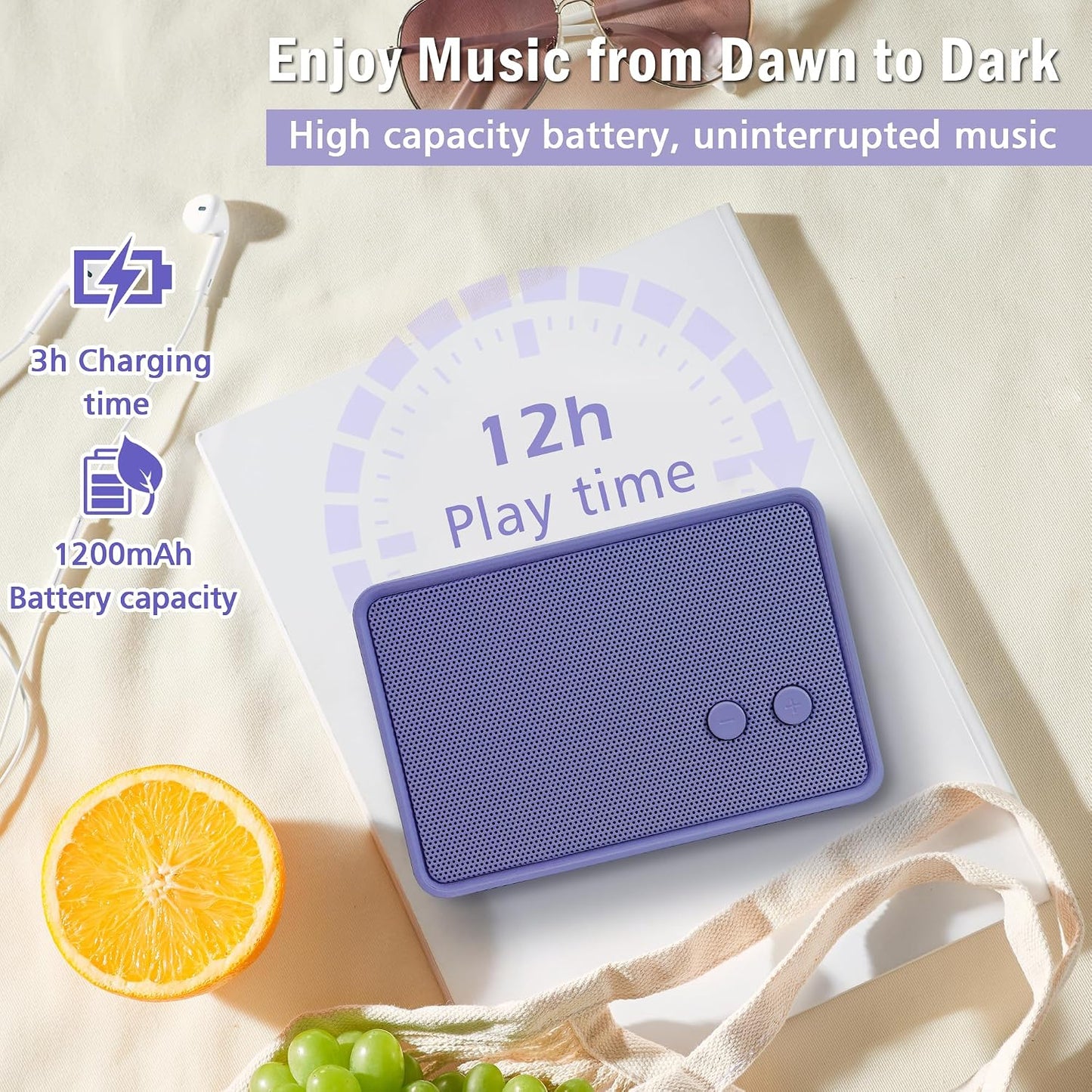 Konex audio 5W V5.0, 12H K-Cube-PP Bluetooth Speaker, HD Sound, Bluetooth Playtime, Purple