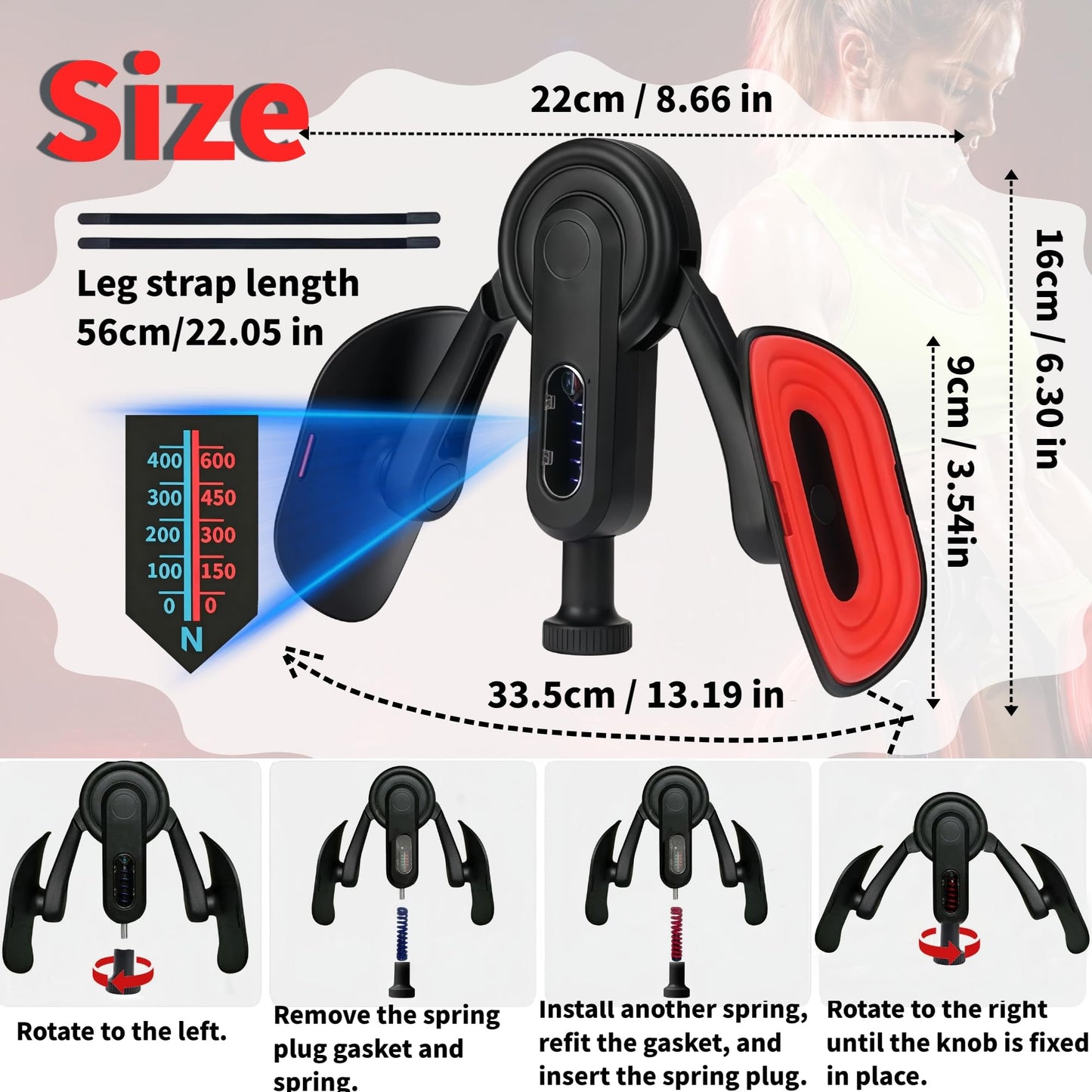 Inner Thigh Exerciser for Women with Non-Slip Straps, Thigh Trainer & Pelvic Floor Trainer, Thigh Master for Inner Thigh Workout, Kegel Exerciser Home Fitness Equipment