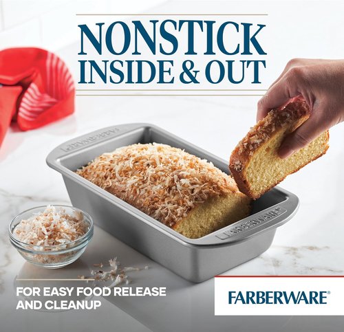 Farberware Nonstick Bakeware | 9-Inch x 5-Inch Gray Loaf Pan for Effortless Baking