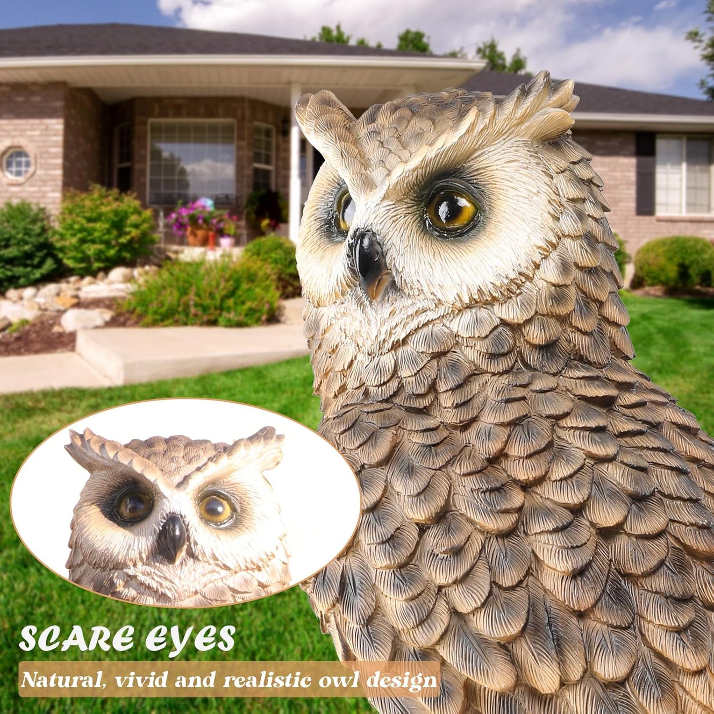 Skiennix Owl Garden Statue - Perching Forest Owl Resin Figurine for Indoor & Outdoor Decor | Yard & Patio Accent