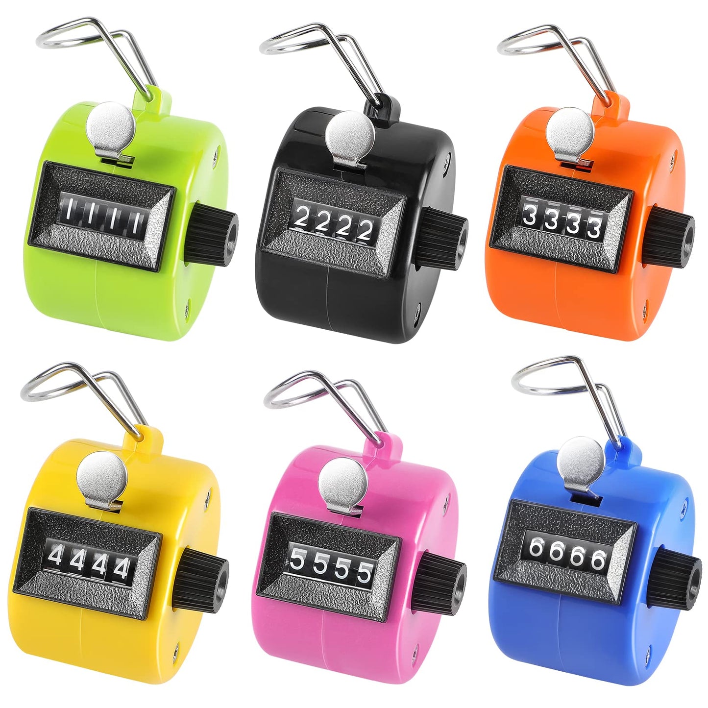 KTRIO Pack of 6 Colors Handheld Tally Counter, 4-Digit Clicker Counter for Knitting Stitch & Golf, Mechanical Pitch Counter for Coaching, Fishing, Lap, People Counting, Fidget & Toddler