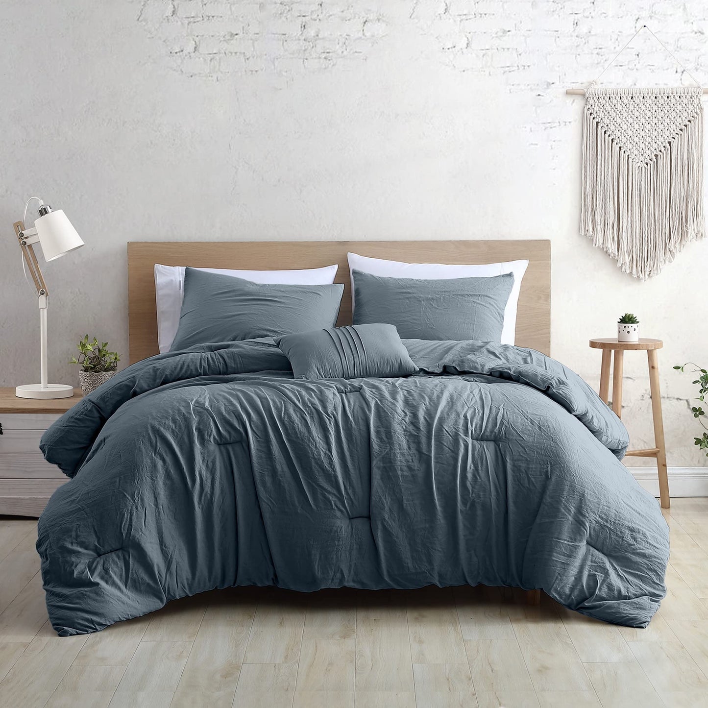 Modern Threads 4-Piece Garment-Washed Comforter Set Beck Denim Queen