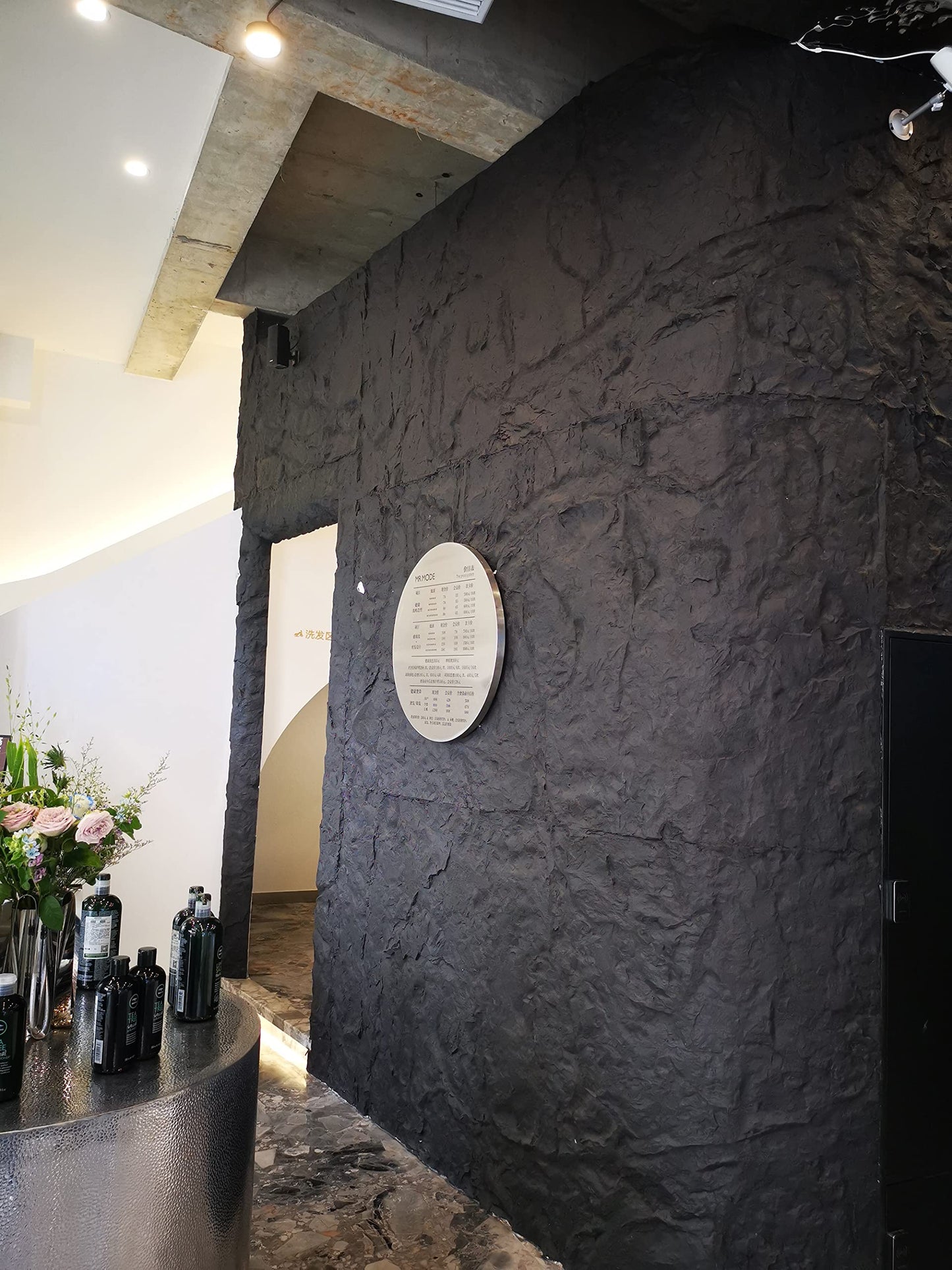 Faux Split Rock Panel Imitation Stone 3D Brick Resin Wall Panels DIY for Interior, Exterior Wall Decoration, Faux Stone Tiles Pack of 4 Tiles (Matte Black)