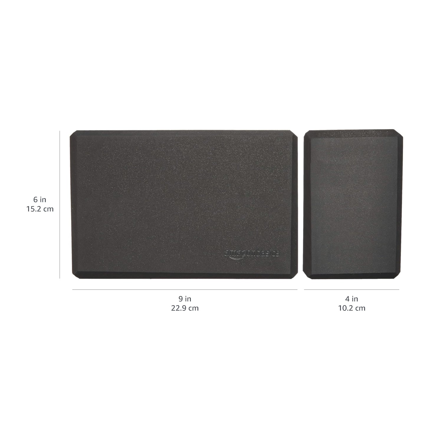 Amazon Basics Non-Slip Yoga Blocks, Set of 2, Deepen Poses, 4" x 9" x 6", Black