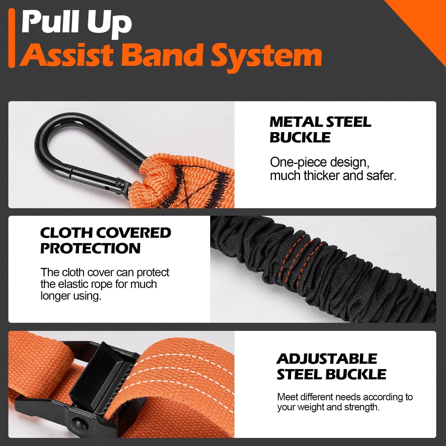 Pull up Assistance Bands, 4 Pull Up Bands 300lbs, Heavy Duty Pull Up Assist Workout Bands for Home Gym Strength Training with Two Footrest, Compatible with Any Pull Up Bars