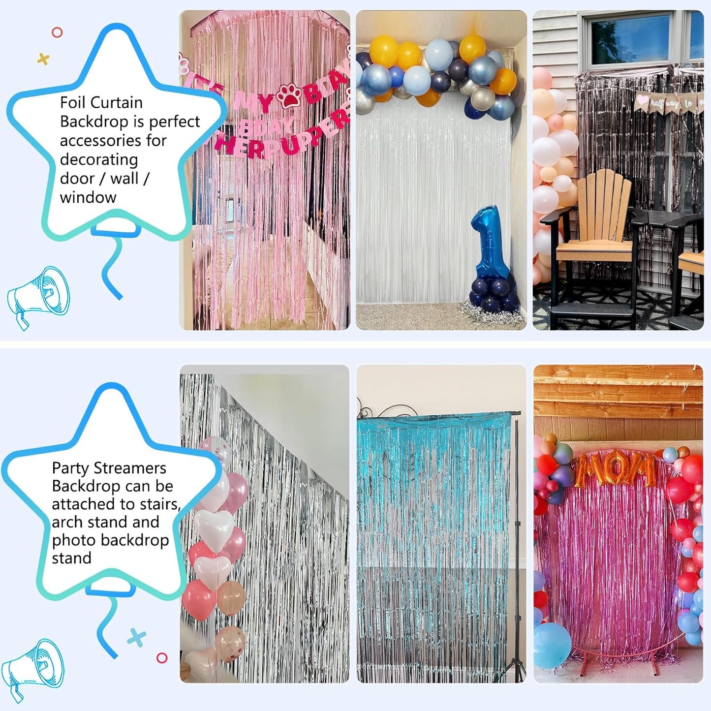 Pastel Pink Foil Fringe Curtain Backdrop - 3.3x8.2ft Party Decorations | Perfect for Birthdays & Celebrations