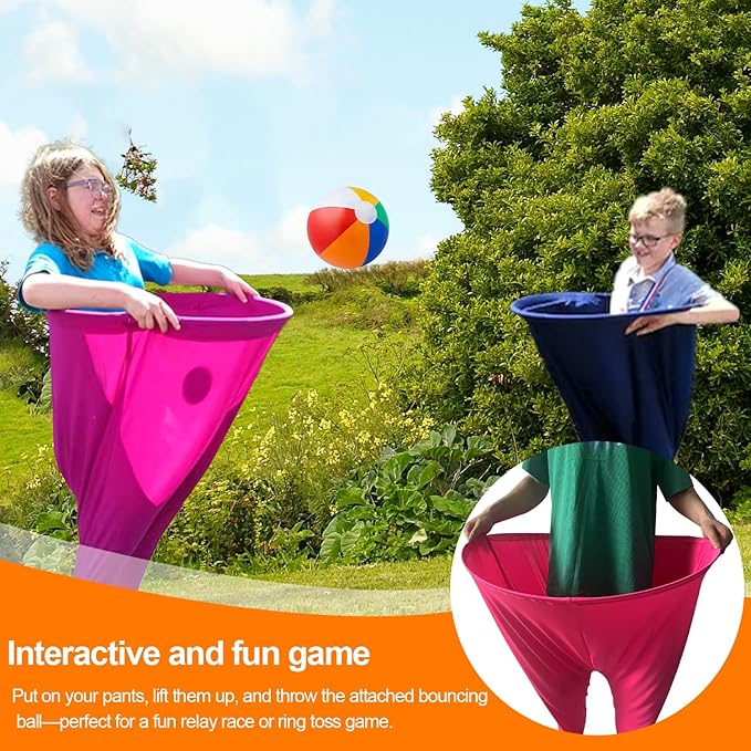 Granny Pants Yard Game Set with Bouncy Balls & Pump,Giant Stretchy Pants, Fun Tossing Games Props for Outdoor Parties, Group Gatherings, Adults and Family