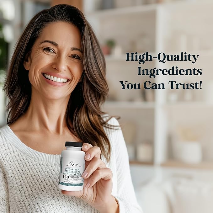 Lavi MD Potassium Magnesium Zinc Calcium Supplement ??Premium Support for Bone & Muscle Health ??Promotes Optimal Calcium Absorption ??Magnesium Potassium Zinc Aspartate ??120 Capsules