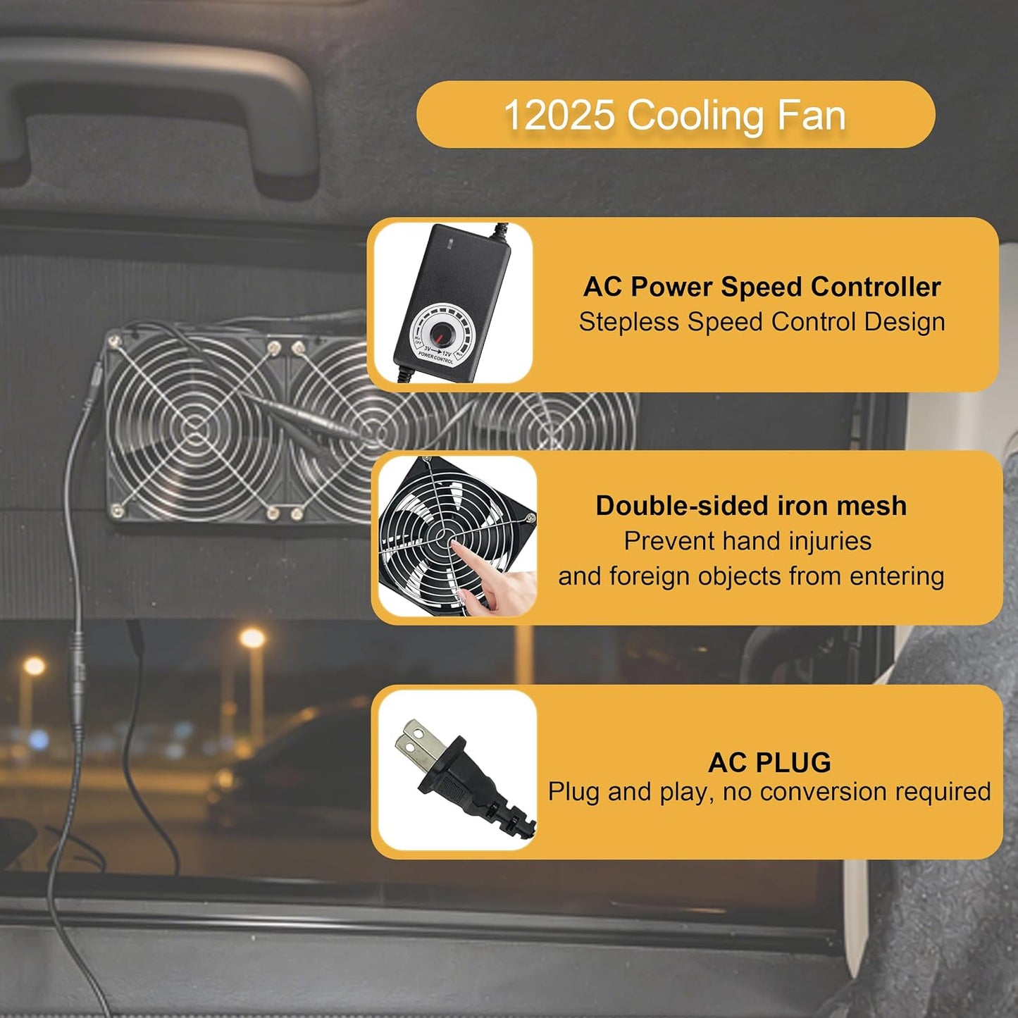 Generic 3 120 mm 100V 240V (3) YOWEE BREEZE Computer Fan x Small Brushless Axial Big Airflow Cooling Fan, AC - Speed