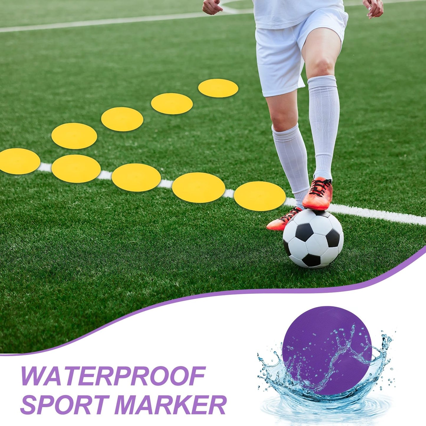 PATIKIL Spot Markers 12 Inch, 6 Pcs Non-Slip Floor Dots Agility Markers Flat Field Cones Poly Dots for Gym PE Speed Training Dance Soccer Basketball Sports, Purple