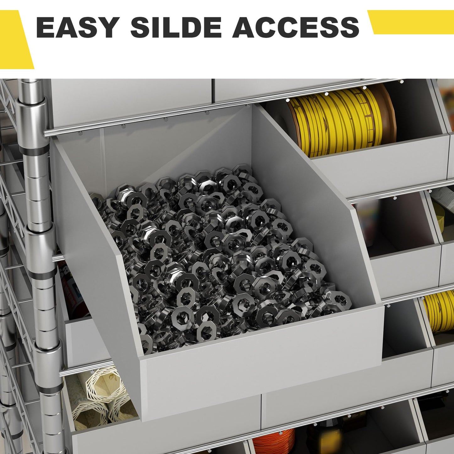 biosplot Heavy Duty Bin Rack, Storage Shelves with 20 Bins, Solid Steel Wire Shelving Storage Unit, Organizer for Garage, Warehouse, Office, Restaurant, Classroom, Kitchen, 31.7" x 16" x 55.6", Gray
