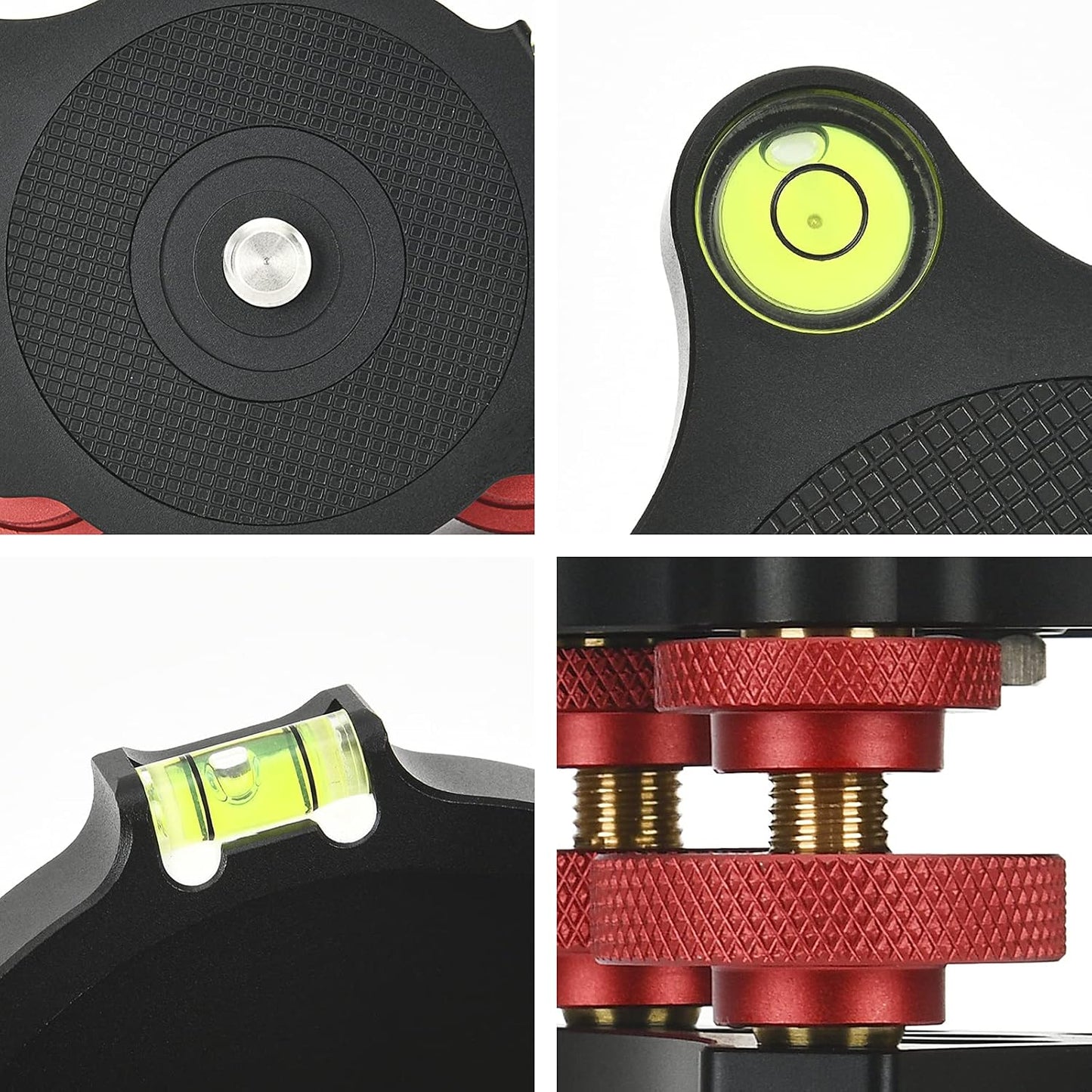 Ytvariw 3/8 inch 3 +/-5 Camera Photography Tripod Leveler Tri-Wheel Leveling Base,Aluminum Alloy Bubble Level