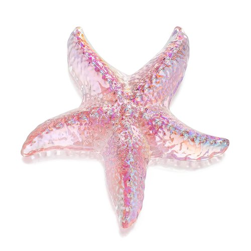 H&D HYALINE & DORA 2.8" Glass Starfish Figurine Handmade Blown Glass Starfish Figurine Tiny Crystal Sea Animals Ornament for Aquarium Decor(Pink)