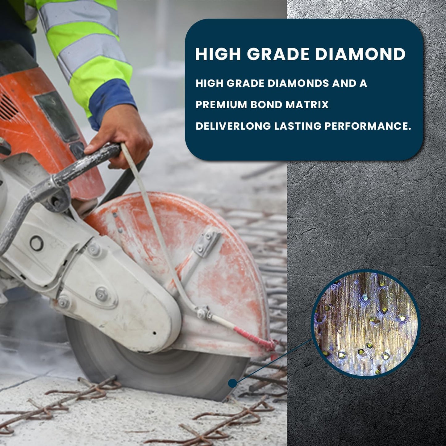 RHAPSODY 18 Inch Laser Welded Diamond Saw Blade, Segmented Premium Diamond Blade General Purpose Dry/Wet Cutting Concrete, Reinforced Concrete, Masonry, Brick, Block, Stone 1" Arbor