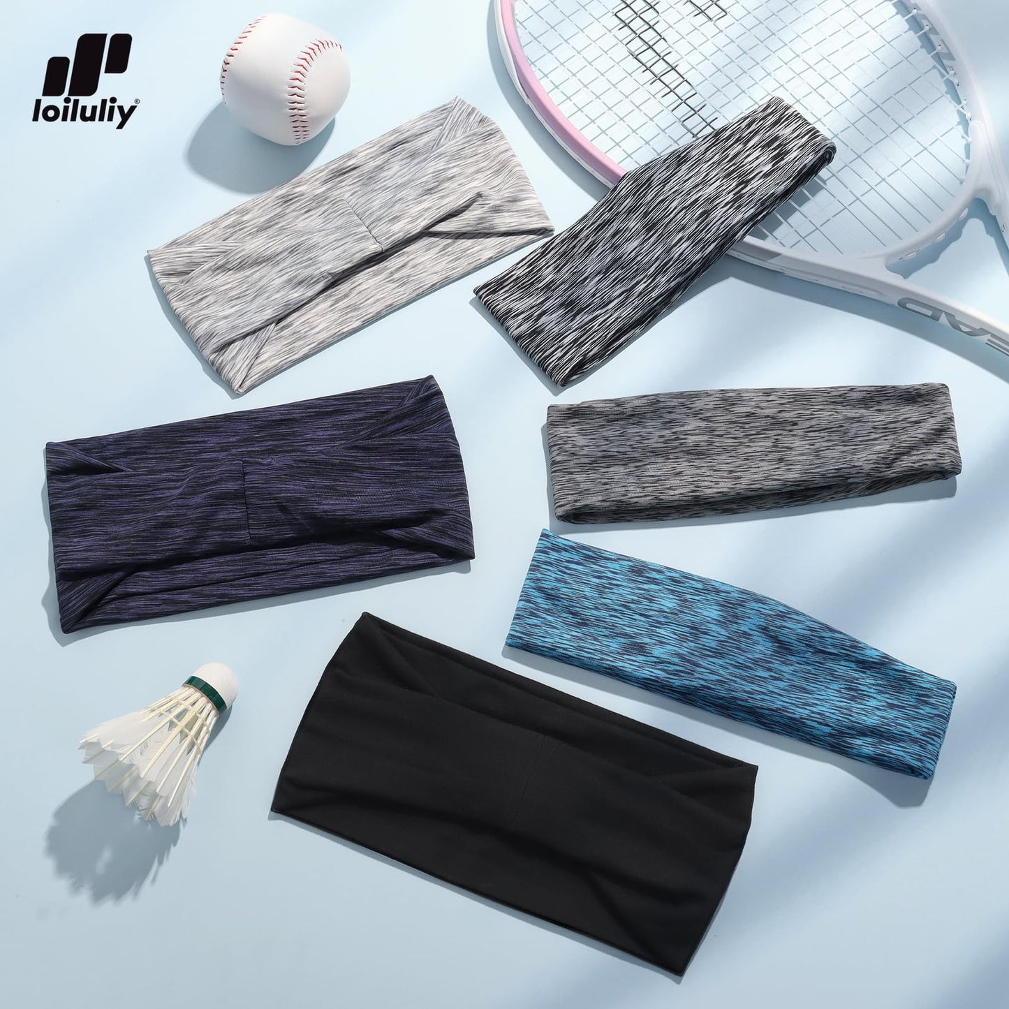 Loiluliy Workout Headbands for Women & Men, 6 Pack Non-Slip Wide Sweatbands - Thick Soft Elastic Hair Bands Accessories for Gym, Yoga, Running and Everyday Fashion