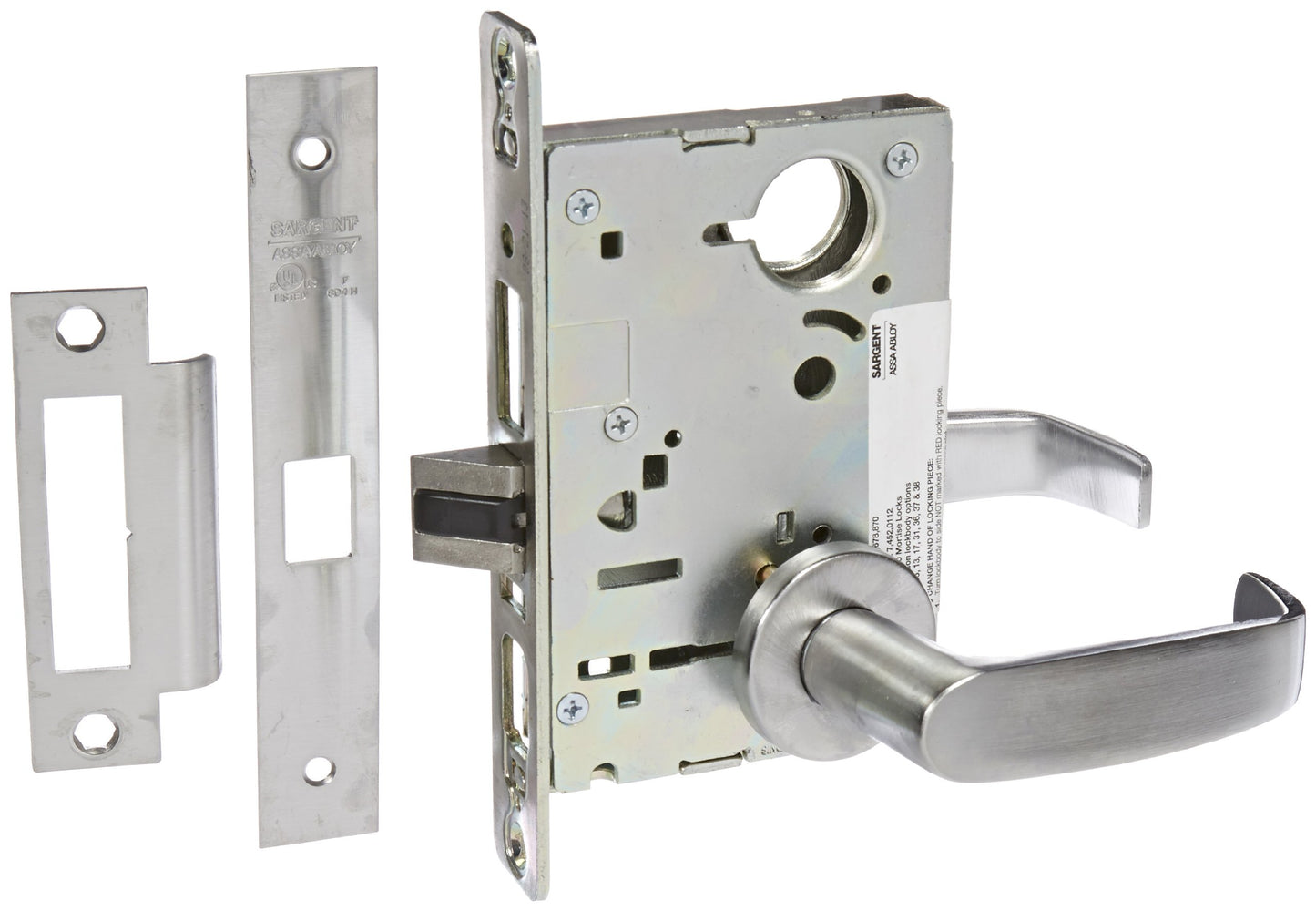 Sargent 8200 Series Satin Chrome Plated Passage or Closet Mortise Lock with L Lever, LN Rose Trim (Pack of 1)