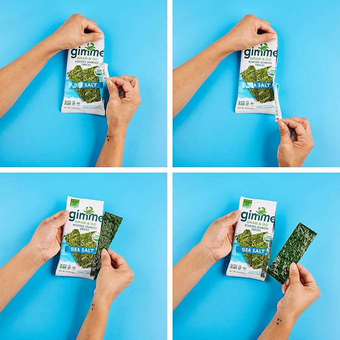 Gimme Seaweed Grab & Go Organic Premium Roasted Seaweed Snacks, Korean BBQ, 5 Count Trayless, Keto, Vegan, Gluten-Free, Source of Omega3s, Healthy On-The-Go Snack for Kids & Adults