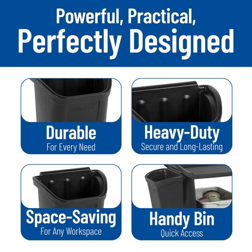 Carlisle FoodService Products CC11TH03 Trash Bin for Bussing Cart, 7 gal Capacity, 22" Height, 18" Width, 12.25" Length, Polyethylene (PE), Black
