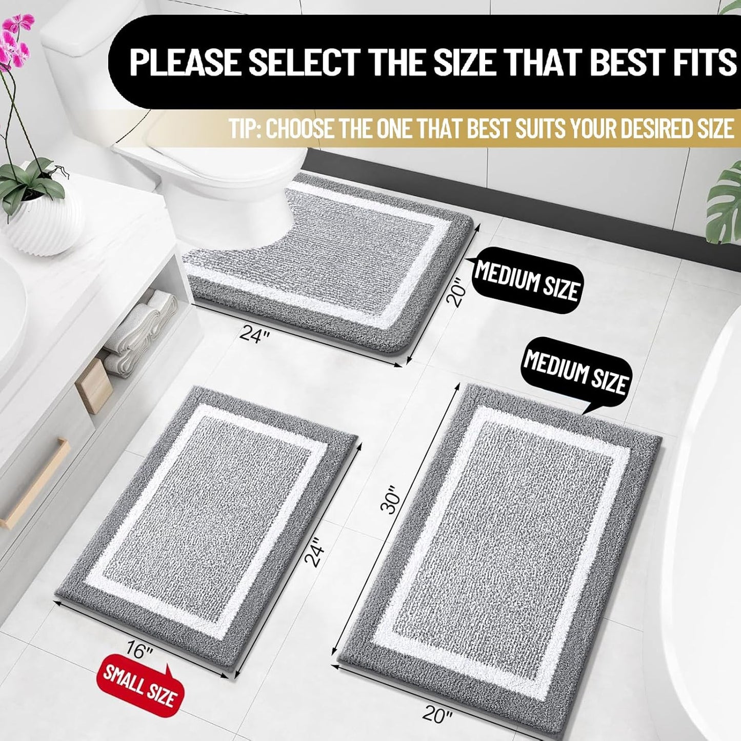 OLANLY Bathroom Rugs - Extra Soft Microfiber Bath Mat | Non-Slip, Quick Dry, 30x20, Grey