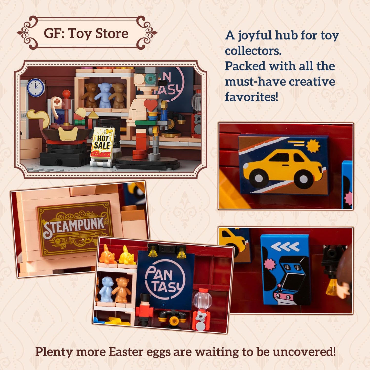 PANTASY Toy Shop Building Set for Adults, Nostalgic Modular Building with Detailed Facade & Interior Decoration, Creative Architecture Building Toy for Building Block and Design Lovers