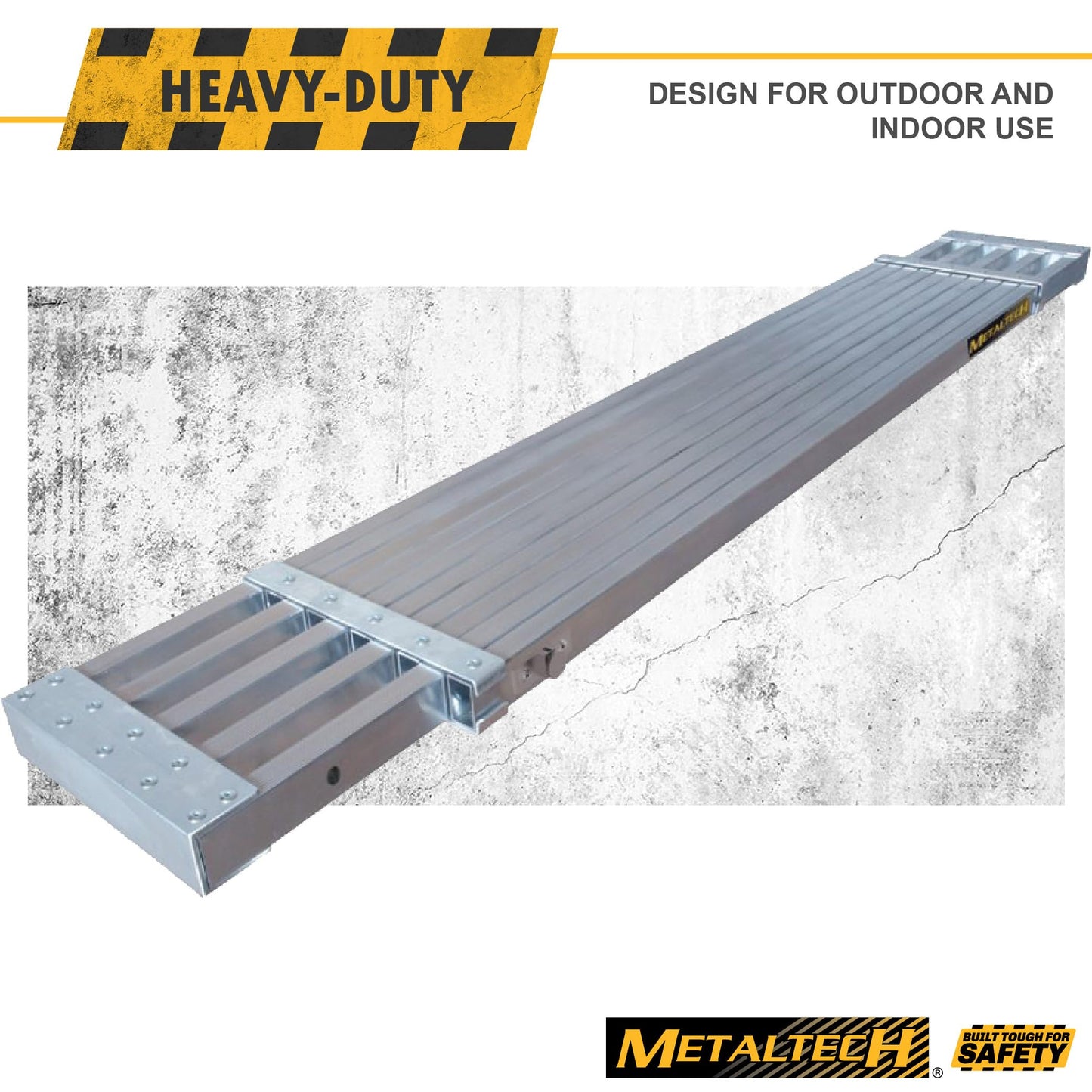 Metaltech M-PEP7000AL Telescopic Aluminum Plank Board, 6 to 9-ft. Adjustable Work Platform for Step Ladders and Sawhorses, Work Plank, Ladder Accessory, and Scaffold Tool for Home Improvement