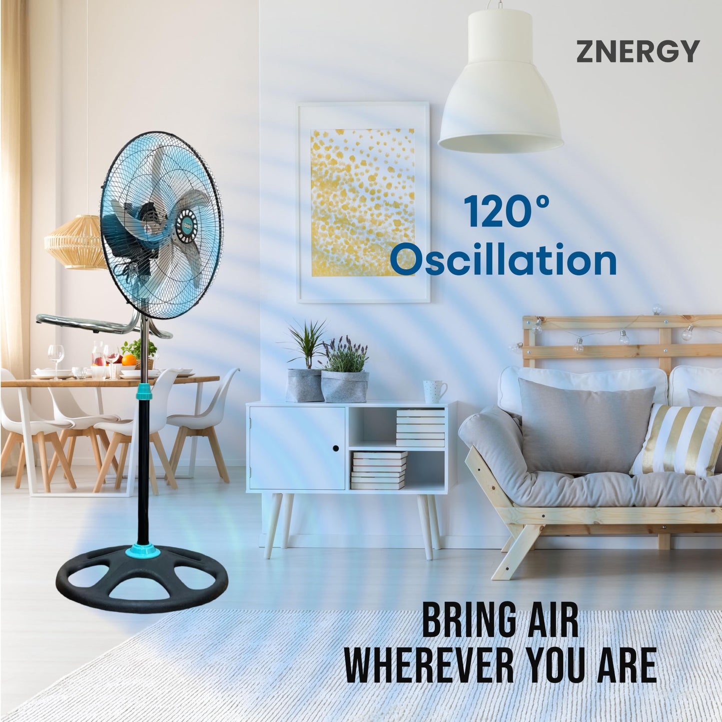 ZNERGY 2in1 Aromatherapy Diffuser Fan 2 Packs 18inch 2in1 Stand/Floor Fan Metal 5 Blades 3 Speeds Oscillation Adjustable Heights for Livingroom, Dining Room, Bedroom, Dorms, Garage and Kitchen
