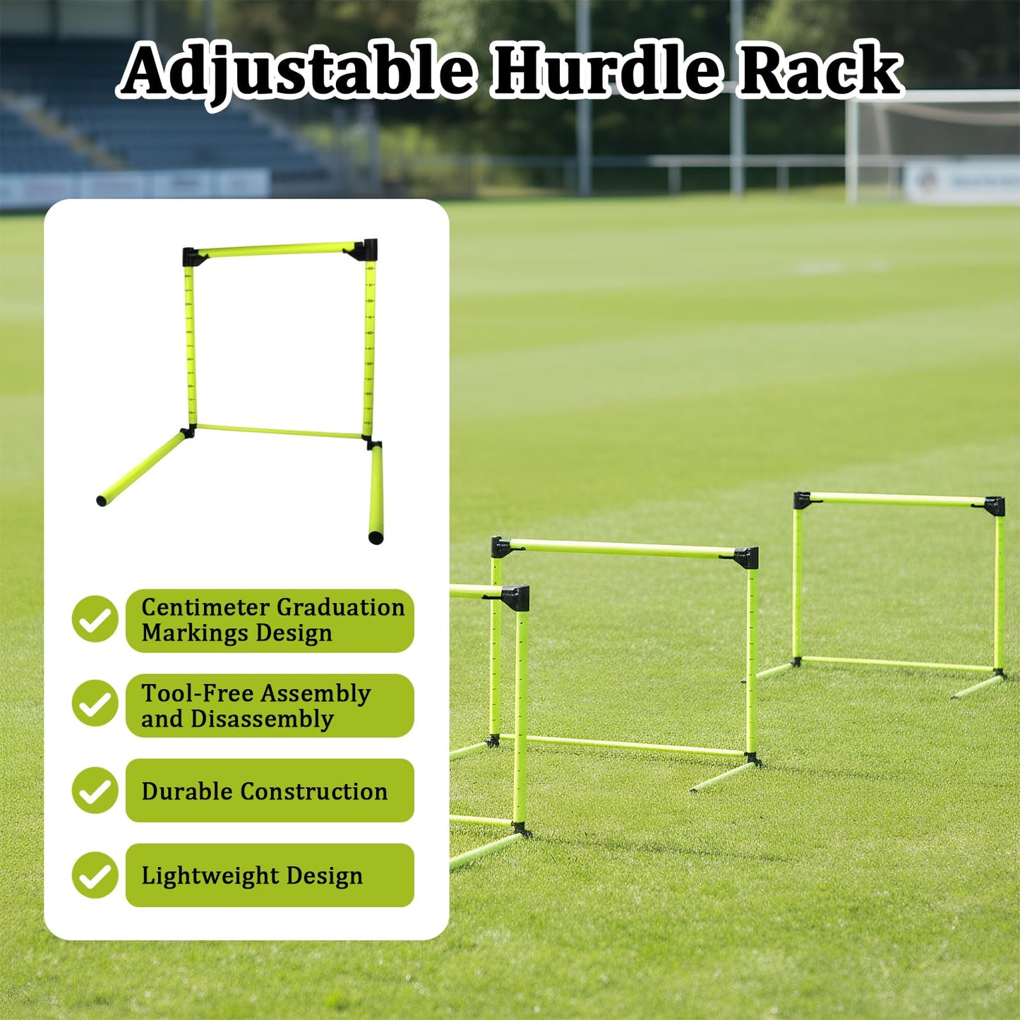 GZCNYLYS 3PCS Adjustable Height Hurdles Training Equipment, Agility Hurdles with Storage Bag, Removable Track Hurdle, Speed Training Equipment for Soccer, Football and Track & Field Sports
