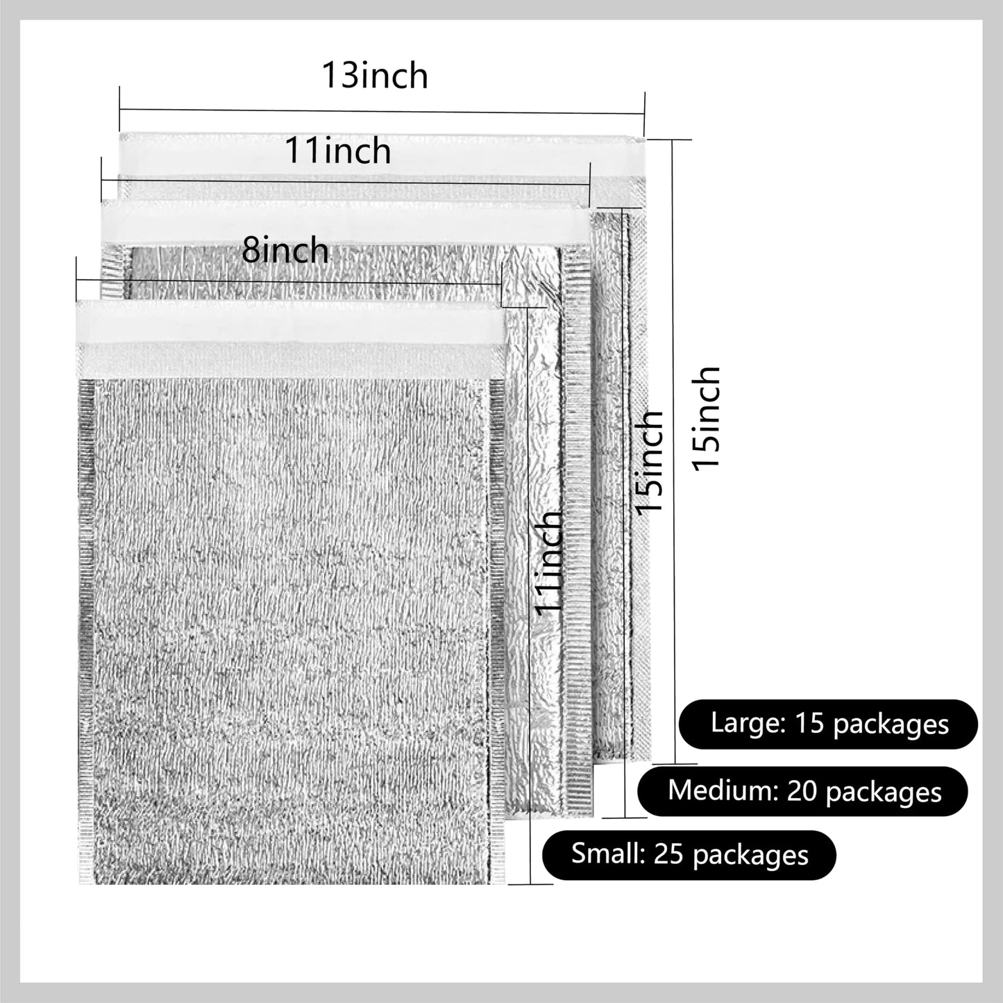 Smilco Reusable Insulation Bags Thermal Box Liners Metalized Liners Lunch Food Box Shopping Bag Insulated Lining Waterproof Insulation Package (15 Pack/ 13 In x 15 In)