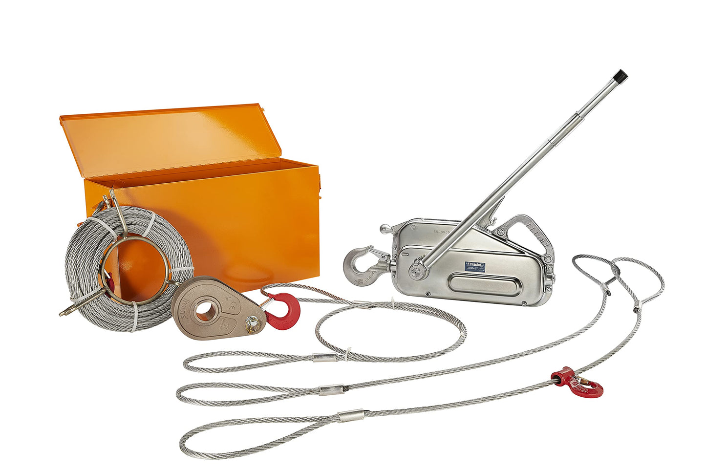 Tractel Griphoist Rescue Kit | 2 Ton - 4000 lbs. Weight Capacity | 60ft. Lift Galvanized Wire Rope | Heavy Duty Portable Manual Hoist | Wire Rope Slings | Man Riding Hoist | TU28K