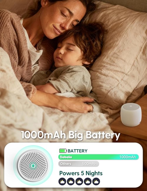 Babelio White Noise Sound Machine - Pocket Mini Pro | 1000mAh Battery, 25 Non-Looping Sounds, Timer & Memory Function