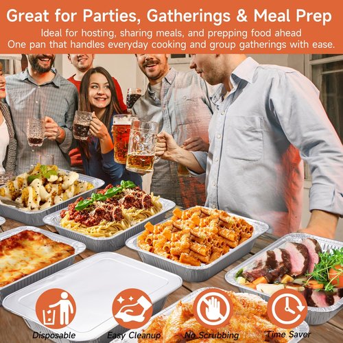 Aluminum Pans 9x13 (30 Pack) - Disposable Foil Pans for Cooking, Baking, Meal Prep & Food Storage