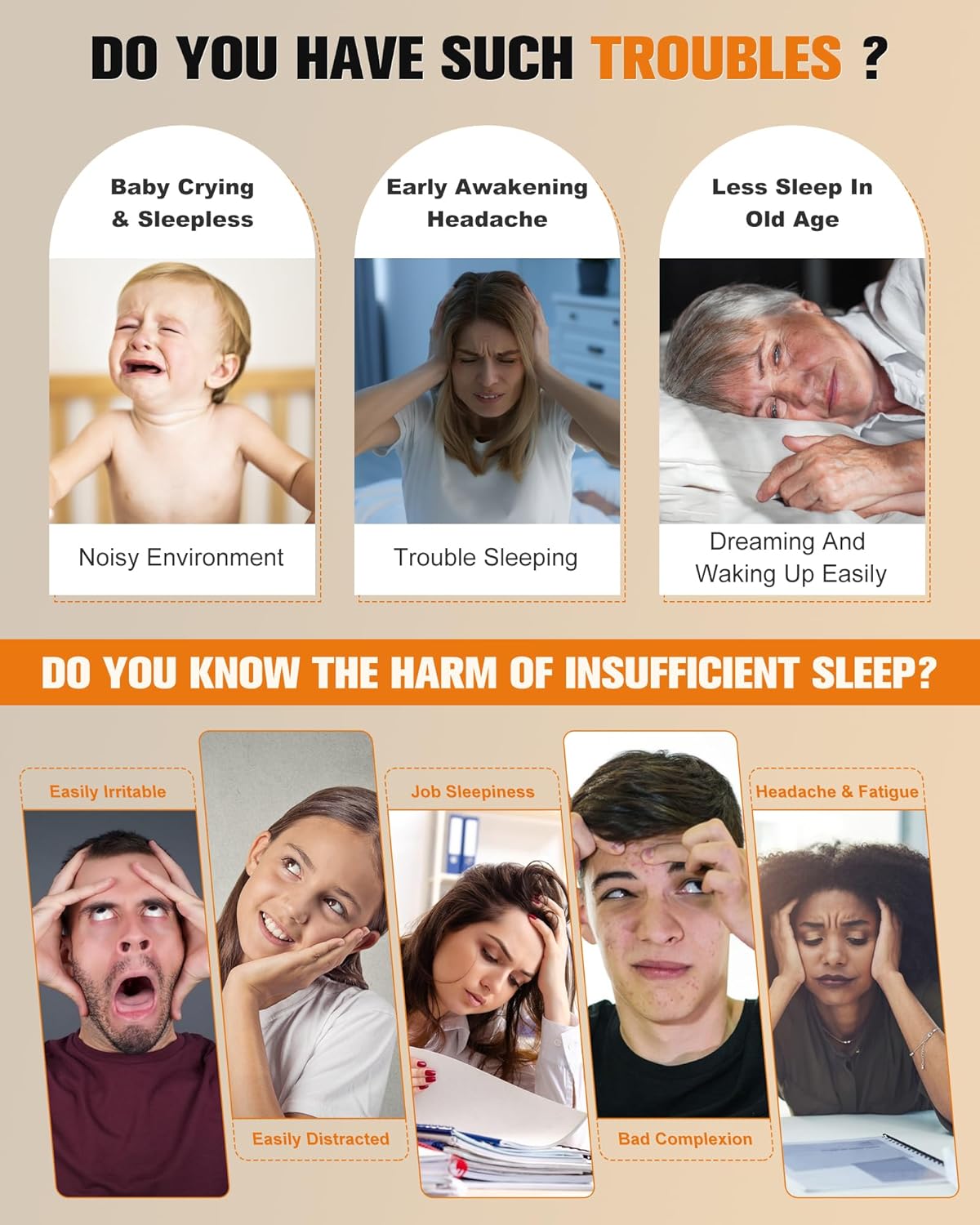 White Noise Sound Machine - Portable Sleep Aid with 20 Soothing Sounds & 9-Color Night Light