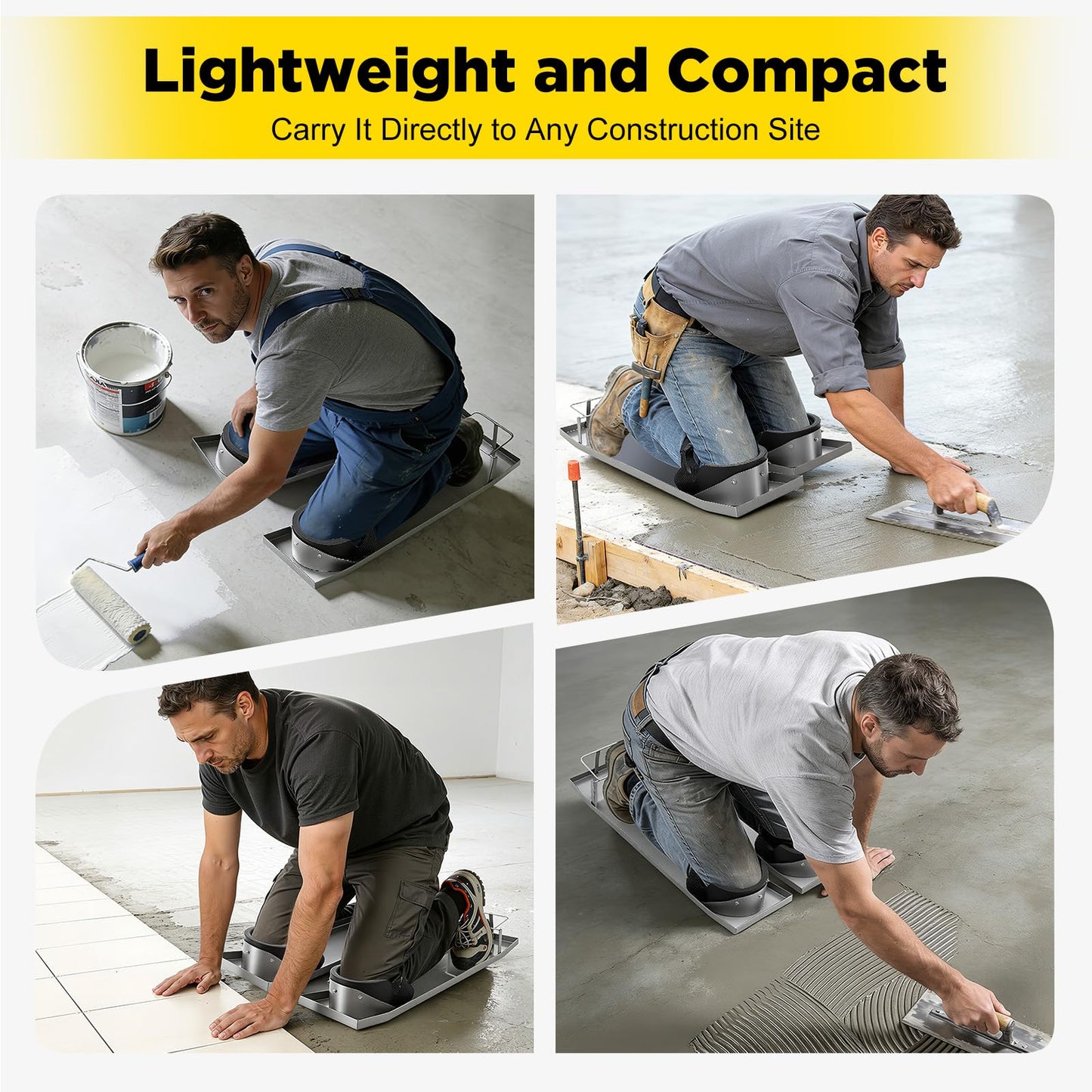Concrete Knee Boards Slider, 28”x 8”Stainless Steel Concrete Knee Boards Slider Concretings Knees Pads Moving Board Folding Mobile Skateboard for Concreting Finishing Work Moving Sliders (27.17"*8")