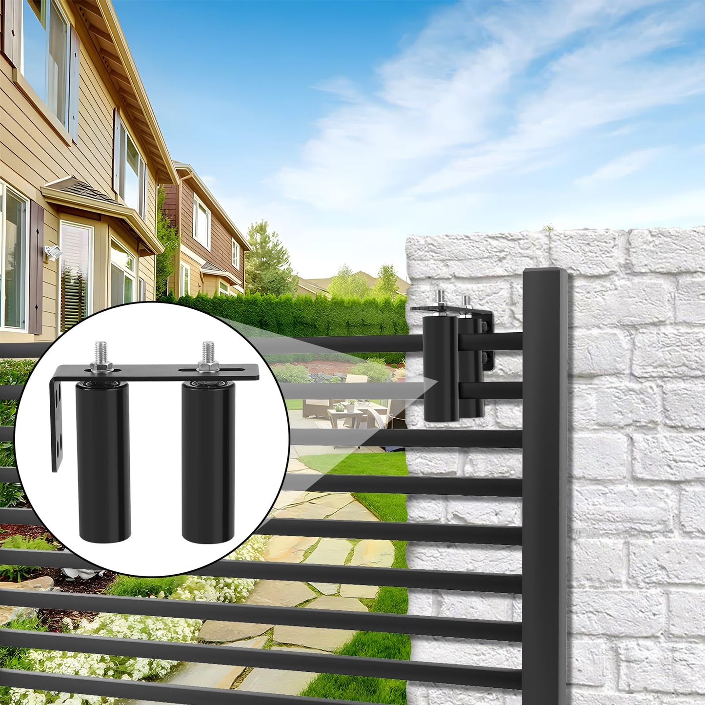6"Gate Roller Guide,Sliding Gate Hardware with L-Sliding Gate Brackets,Sliding Gate Kit,Universal Adjustable Heavy Duty Sliding Gate Rollers,Rolling Gate Hardware Kit