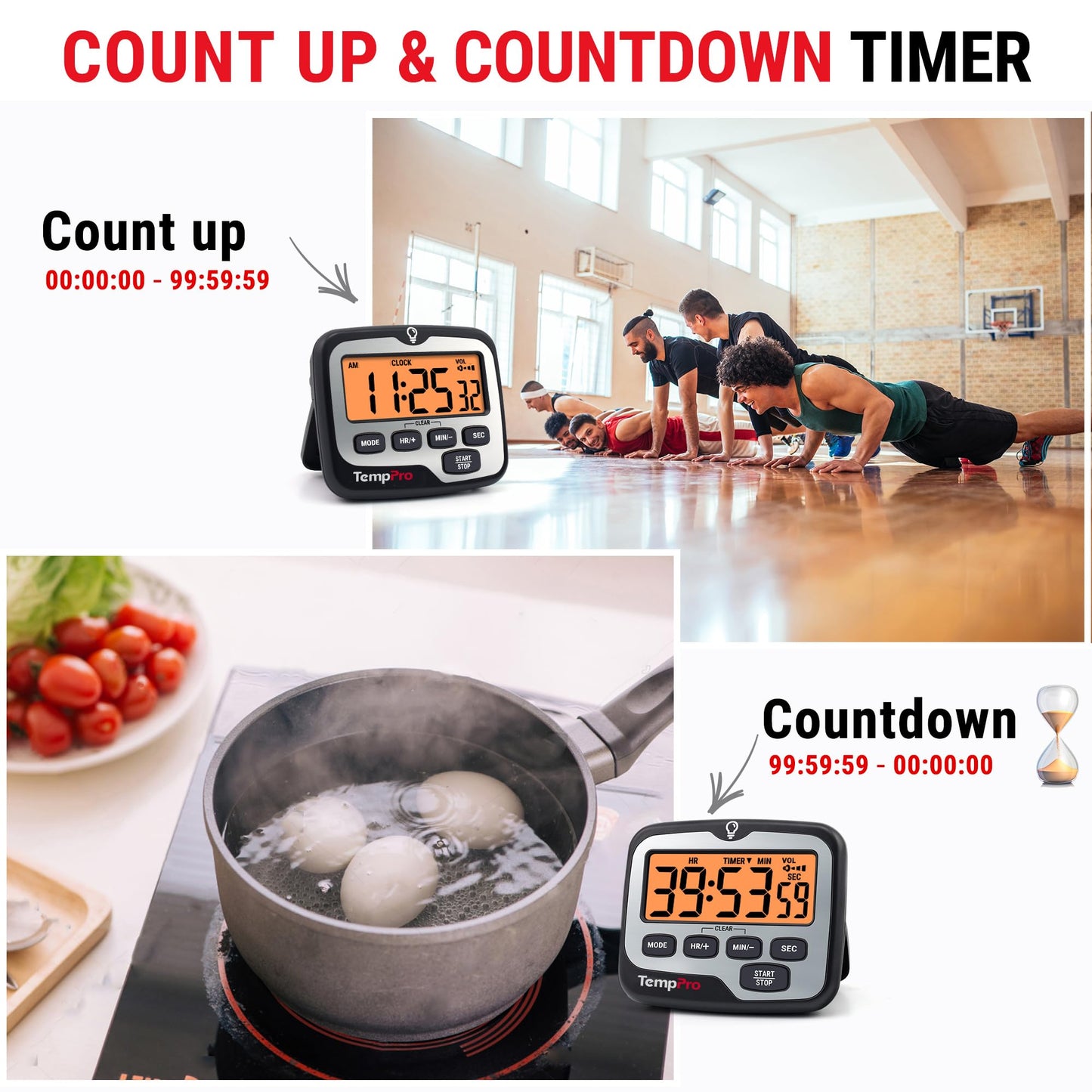 TempPro TM01 Kitchen Timers for Cooking with Count Up Countdown Timer, Digital Timer for Kids Students with Touch Backlight, Study Timers for Classroom Teacher Supplies(Previously ThermoPro)