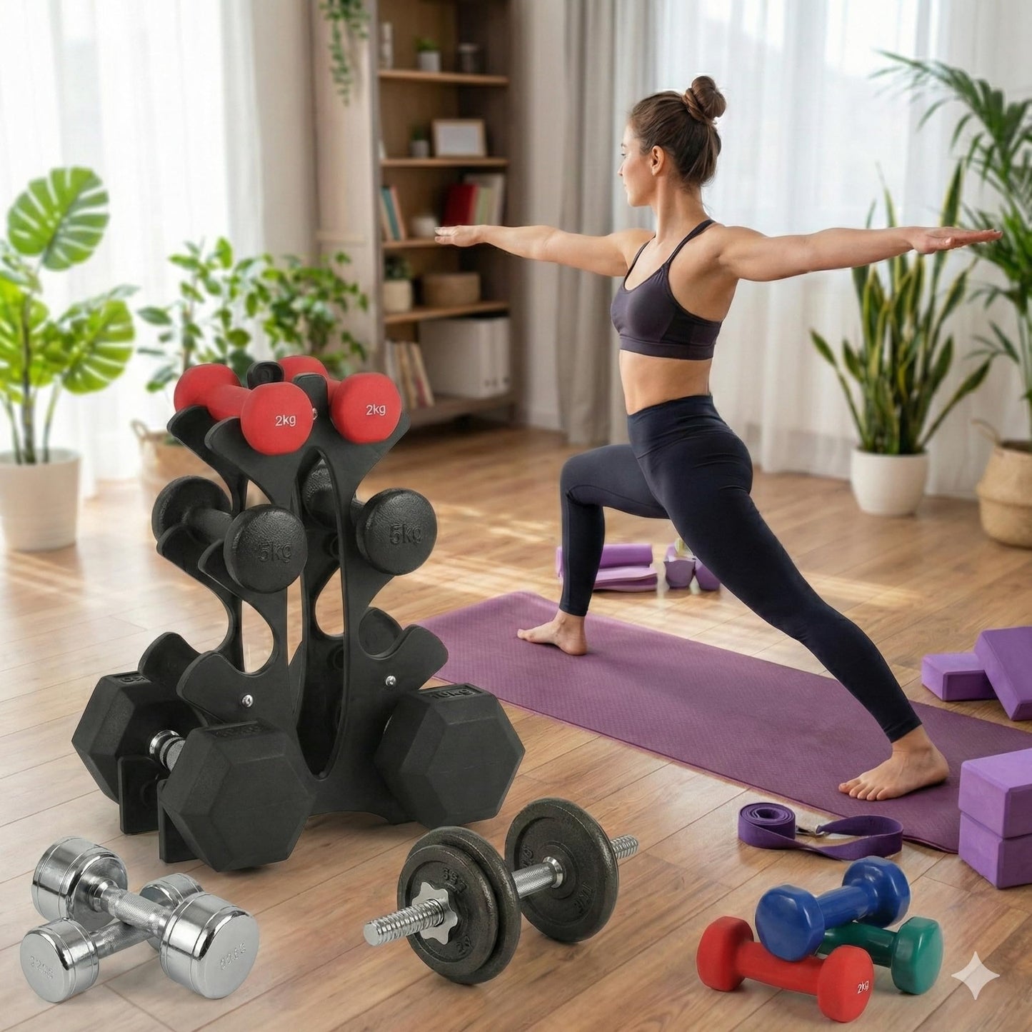 Dumbbell Rack Stand,3 Tier Dumbbell Weight Stand Weight Storage Organiser for Dumbbells Accessories Compact Weight Storage Solution for Home Gym Exercise,23x22.5x8.5cm(Dumbbells Not Included)