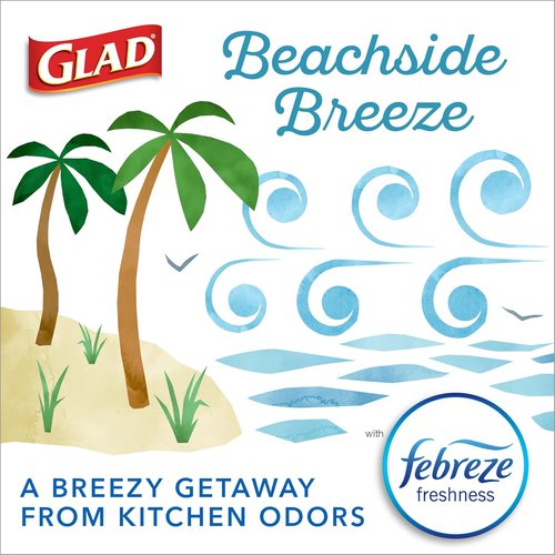 Glad Small Trash Bags - 4 Gallon Odor Resistant with Drawstring | Febreze Beachside Breeze, 34 Count (Pack of 2)