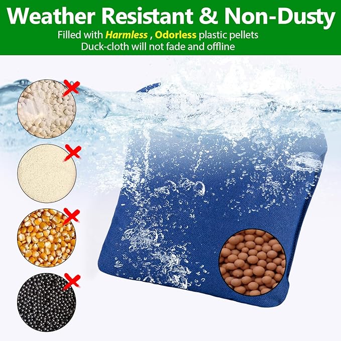 EunHo Cornhole Bags Set of 8 Regulation Size & Weight Corn Hole Bean Bags Official Professional All Weather for Tossing Game with Carry Case