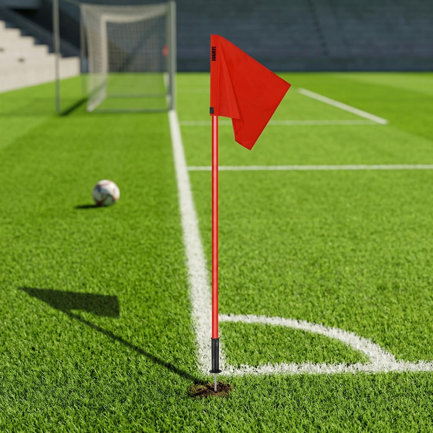 SAWHOX Soccer Corner Flags Set with Carry Bag, Red Corner Flags for Soccer Fields, 60" Reinforced ABS Poles for Match Training & Agility Drills (4 Pack)
