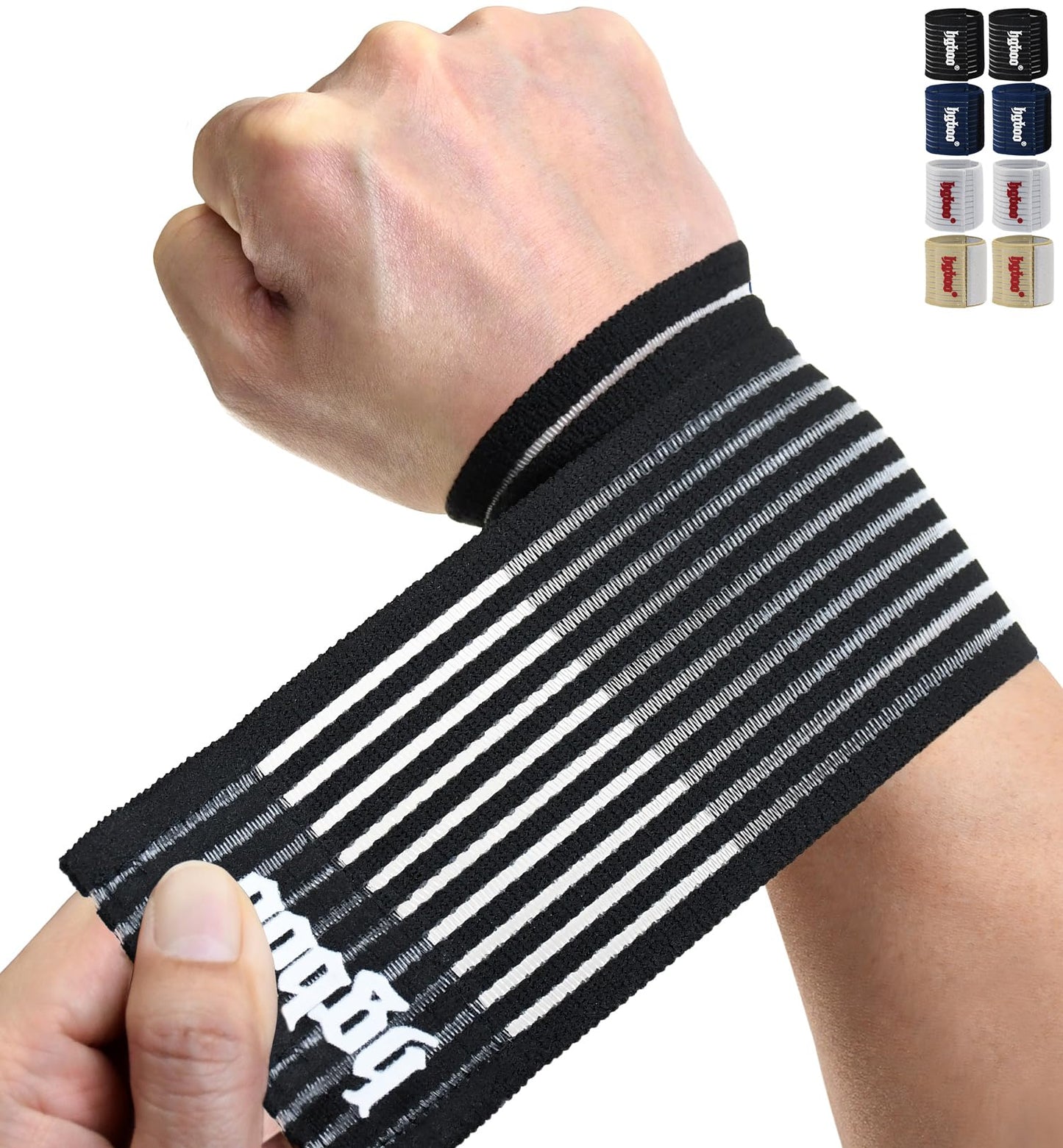 HGBOO Compression Wrist Bands (2 PCS), High-Elastic Straps Wrist Wraps Wrist Brace for Sports Weightlifting Tennis Basketball Tendonitis Carpal Tunnel Arthritis - Breathable Fabric (Black)