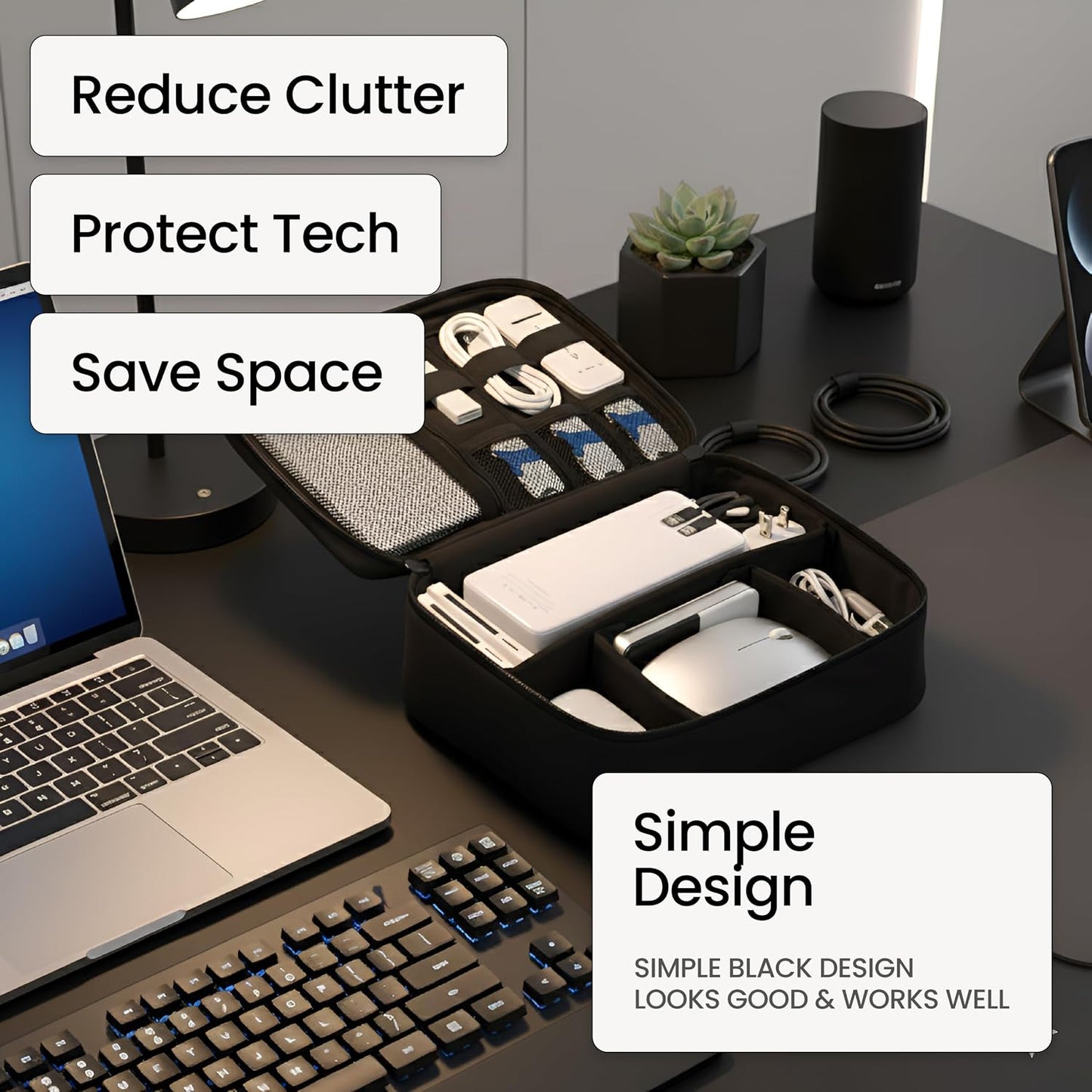 Keross Cable Organizer Bag for Travel with Removable Dividers Electronics Organizer Case for Chargers, Cables, Power