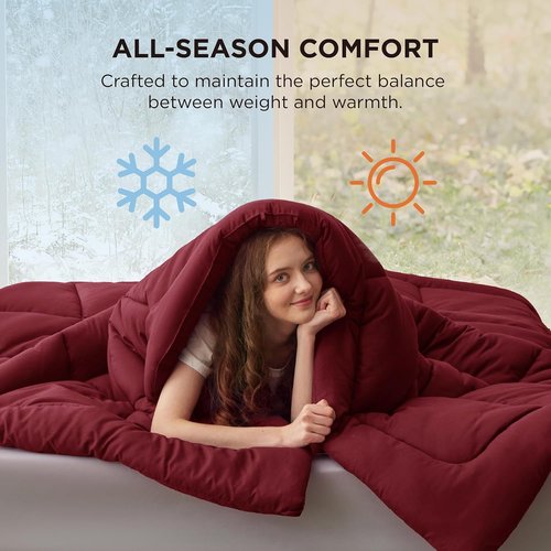 Bedsure Comforter Duvet Insert - All-Season Quilted Down Alternative Bedding, Full Size 86 x 82 Inches, Red