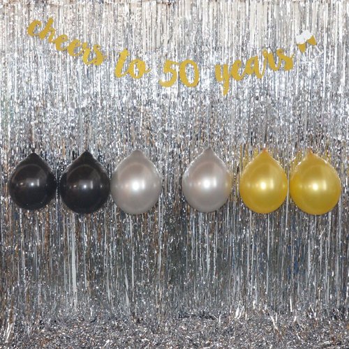 GOER Gold Glitter Cheers to 50 Years Champagne Glasses - Perfect 50th Birthday Party Decor