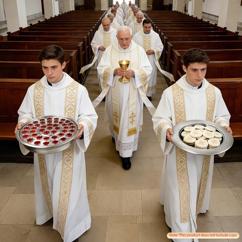 2 Pcs Silver Church Communion Set, Holy Trays & Plates with Lids, 1 Silver Communion Tray+1 Communion Plate for Church Services, Weddings & Religious Gatherings Silver (Cups Not Included)