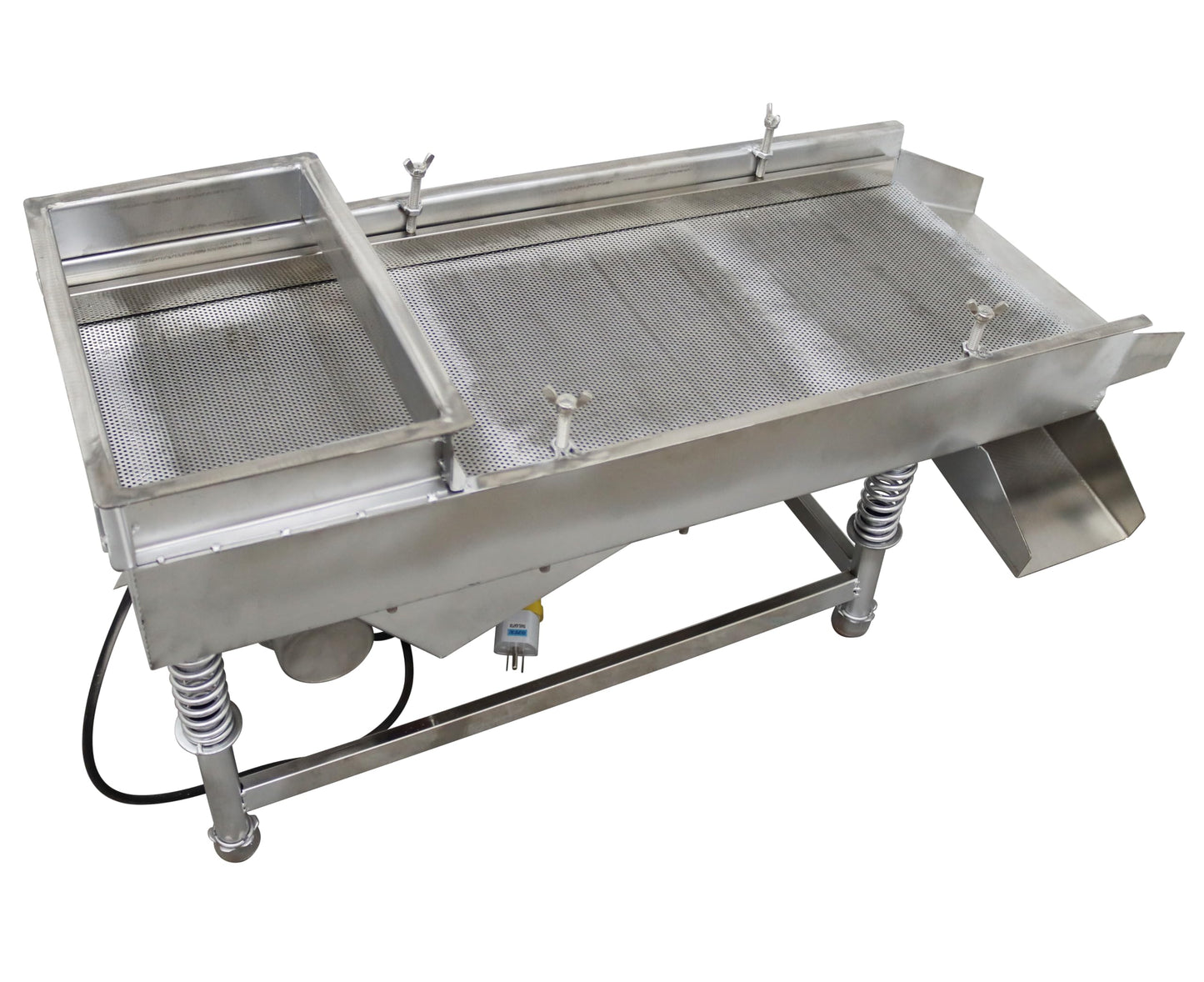 TECHTONGDA Straight Vibrating Sieve Screen Shaker Electric Linear Sifter Machine Stainless Steel One Layer One Motor 10mm Screen Size 11.8×29.5inch 110V