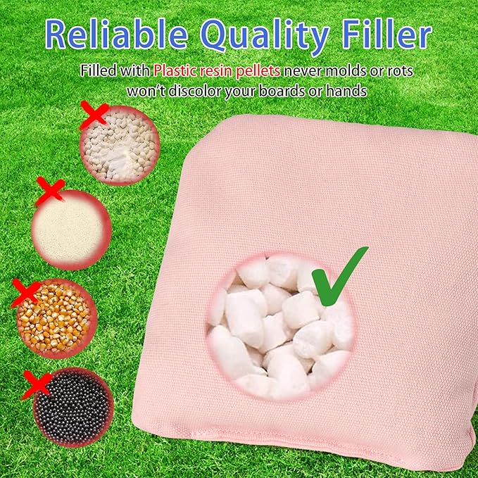 EunHo Dual Sided Cornhole Bags Regulation Set of 8 Professional Cornhole Bean Bags Slick and Stick for Tossing Game-All Weather